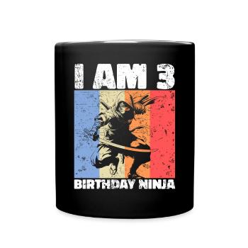 3ème anniversaire Ninja Retro Boy 3 ans cadeau - Mug uni - noir - Devant