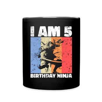 5e anniversaire Ninja Retro Boy 5 ans cadeau - Mug uni - noir - Devant