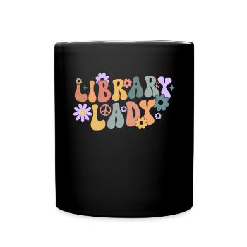 Groovy Reading Librarian Funny Library - Full Colour Mug - black - Front