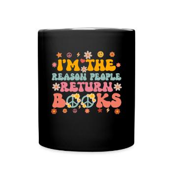 Groovy Reading Librarian Funny Library - Full Colour Mug - black - Front