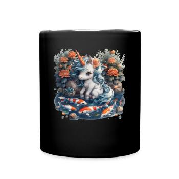 Einhorn Koi Fisch Kawaii Japanisch - Tasse einfarbig - Schwarz - Vorne