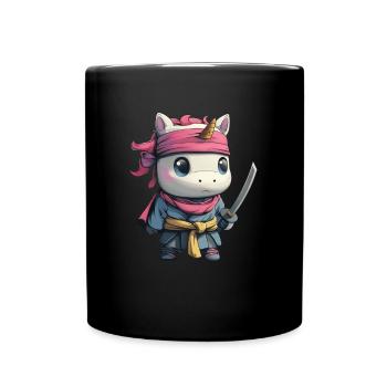 Unicorn Ninja Kawaii Japanese - Full Colour Mug - black - Front