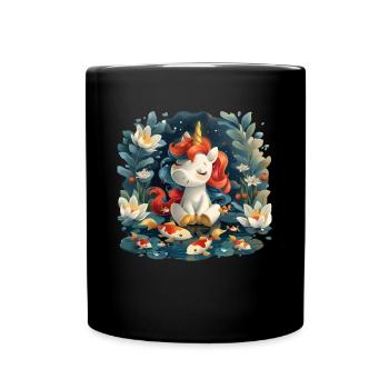 Einhorn Koi Fisch Kawaii Japanisch - Tasse einfarbig - Schwarz - Vorne