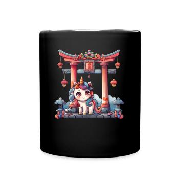 Licorne Torii Porte Kawaii Japonais - Mug uni - noir - Devant