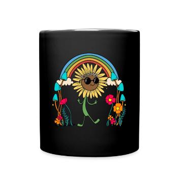 Meme Sonnenblume Hippe Regenbogen Natur - Tasse einfarbig - Schwarz - Vorne