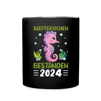 Seepferdchen bestanden 2024 Geschenkidee - Tasse einfarbig - Schwarz - Vorne