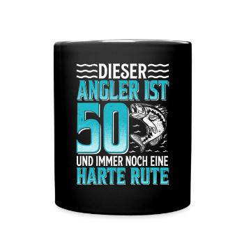 50. Angler Geburtstag Geschenkidee - Tasse einfarbig - Schwarz - Vorne