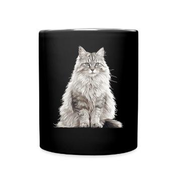 Norwegian Forest Cat Norwegische Waldkatze - Tasse einfarbig - Schwarz - Vorne