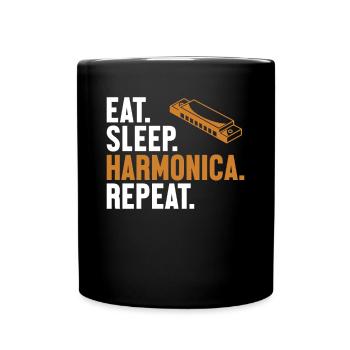 Manger Sommeil Harmonica Répéter Bouche Harmoniste Harmoniste - Mug uni - noir - Devant