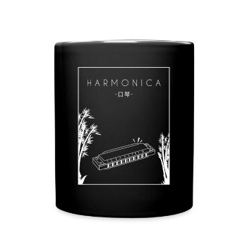 Harmonica Chinese Hanzi Mouth Harp Harmonist - Full Colour Mug - black - Front