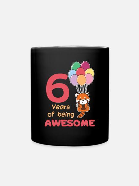 Roter Panda zum 6. Geburtstag Kinder sechs Jahre - Tasse einfarbig - Schwarz