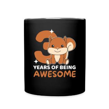Squirrel for 3rd birthday children three years - Full Colour Mug - black - Front