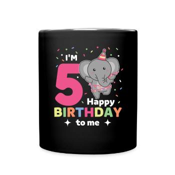 Eléphant pour les enfants de 5 ans - Mug uni - noir - Devant