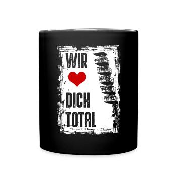 Rostock | Wir lieben dich total | Fussballverein - Tasse einfarbig - Schwarz - Vorne