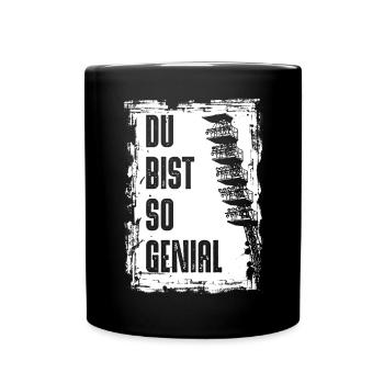 Rostock | Du bist so genial | Rostocker Fussball - Tasse einfarbig - Schwarz - Vorne