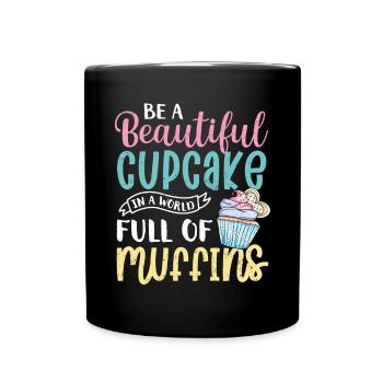 Cupcake - Tasse einfarbig - Schwarz - Vorne