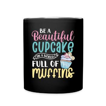 Cupcake Muffin Backen Geschenk - Tasse einfarbig - Schwarz - Vorne