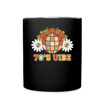 Disco Groovy Hippie 70s 80er Vintage Siebziger - Tasse einfarbig - Schwarz - Vorne