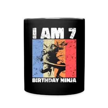 7e anniversaire Ninja Retro Boy 7 ans cadeau - Mug uni - noir - Devant