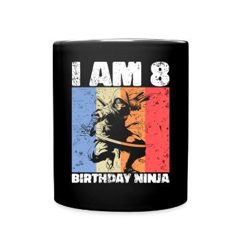 8e anniversaire Ninja Retro Boy 8 ans cadeau - Mug uni - noir - Devant