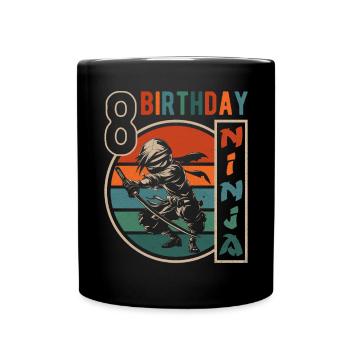 Retro Ninja 8e anniversaire 8 ans garçon cadeau - Mug uni - noir - Devant