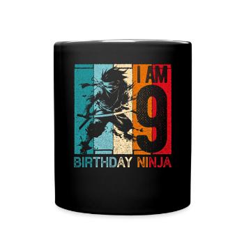 Rétro Ninja 9 ans garçon 9e cadeau d’anniversaire - Mug uni - noir - Devant