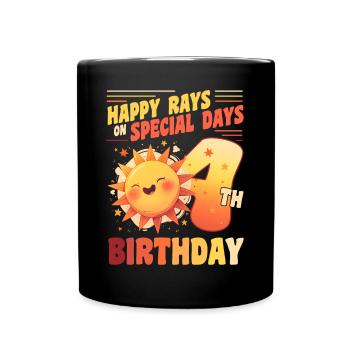 Happy Rays On Special Days 4th Birthday 4 Years - Full Colour Mug - black - Front