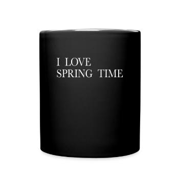 Ich liebe den Frühling - Tasse einfarbig - Schwarz - Vorne