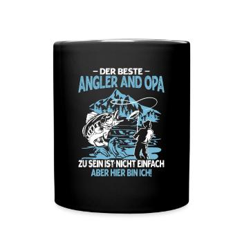 Der Beste Angler Und Opa Zu Sein Ist Nicht Einfach - Tasse einfarbig - Schwarz - Vorne