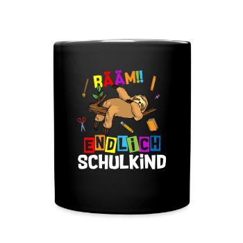 Bääm Finally Schoolchild Sloth School - Full Colour Mug - black - Front