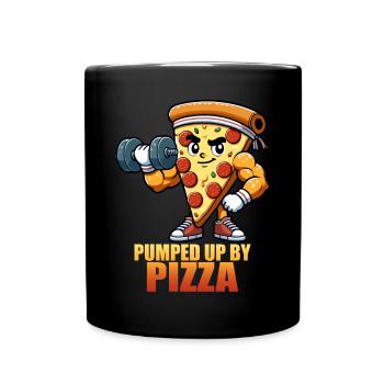 Pumped Up By Pizza Fitness Motivation - Full Colour Mug - black - Front