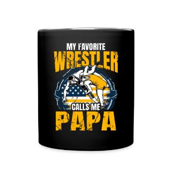 Mon lutteur préféré m’appelle Papa - Mug uni - noir - Devant