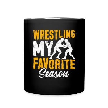Wrestling my favorite Season - Tasse einfarbig - Schwarz - Vorne