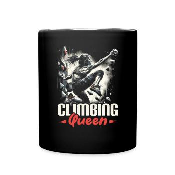 Bouldering Girl Boulderer Rock Climbing Wall - Full Colour Mug - black - Front