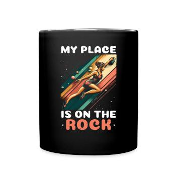 Bouldering Girl Boulderer Rock Climbing Wall - Full Colour Mug - black - Front