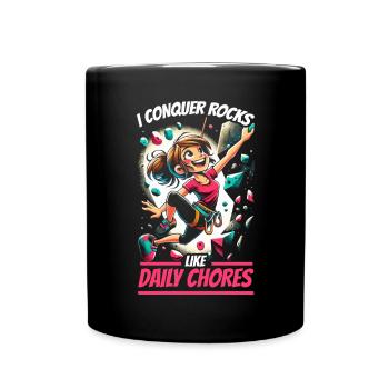 Bouldering Girl Boulderer Rock Climbing Wall - Full Colour Mug - black - Front