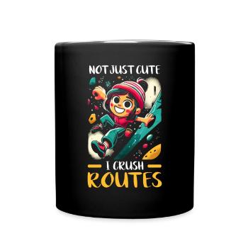 Bouldering Girl Boulderer Rock Climbing Wall - Full Colour Mug - black - Front