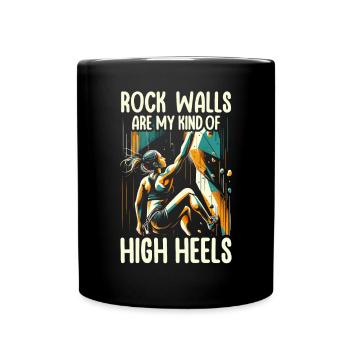 Bouldering Girl Boulderer Rock Climbing Wall - Full Colour Mug - black - Front