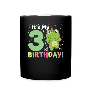 Frog for 3rd birthday children three years old - Full Colour Mug - black - Front
