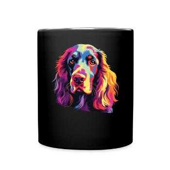 Watercolor Colorful Welsh Springer Spaniel - Full Colour Mug - black - Front