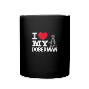 Dobermann - Tasse einfarbig - Schwarz - Vorne