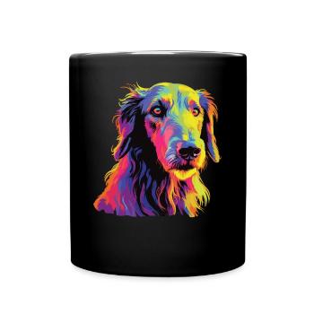 Watercolor Colorful Scottish Deerhound - Full Colour Mug - black - Front