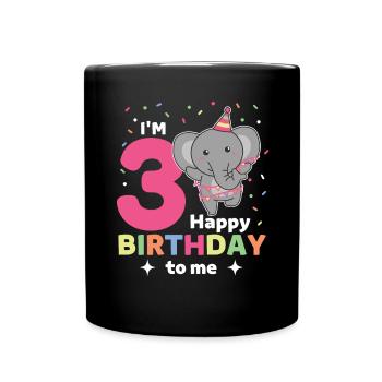 Eléphant pour les enfants de 3 ans - Mug uni - noir - Devant