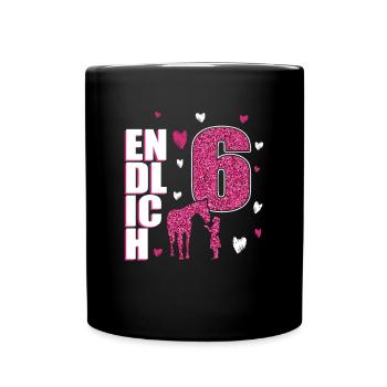 Endlich 6 Pferd Pony - Tasse einfarbig - Schwarz - Vorne