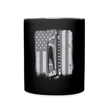 Harmonica drapeau américain harmonique bouche harpe - Mug uni - noir - Devant