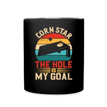 Cornhole Player Team Bean Bags Toss Game Apparel - Full Colour Mug - black - Front