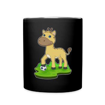 Giraffe Fußballspieler Fußball - Tasse einfarbig - Schwarz - Vorne