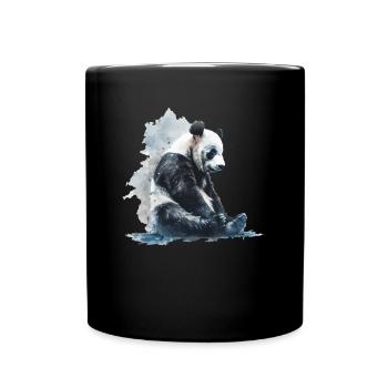 Panda Bear Aquarelles Panda japonais - Mug uni - noir - Devant