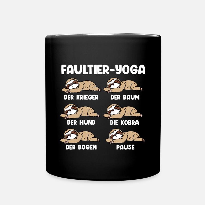 Faultier Yoga - Tasse einfarbig - Schwarz