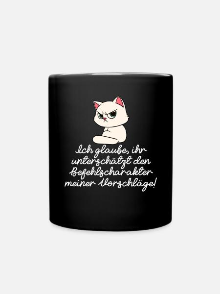 Katze Diva Befehle - Tasse einfarbig - Schwarz